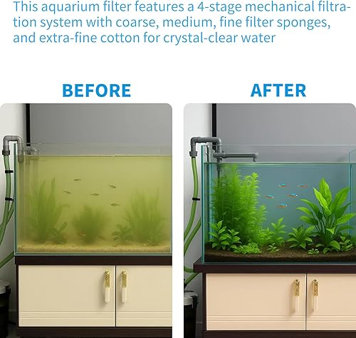 Miniatura 3 de Filtro de recipiente de 105 GPH, filtro externo de acuario, máquina de limpieza de circulación de agua ultra silenciosa con bomba de agua,