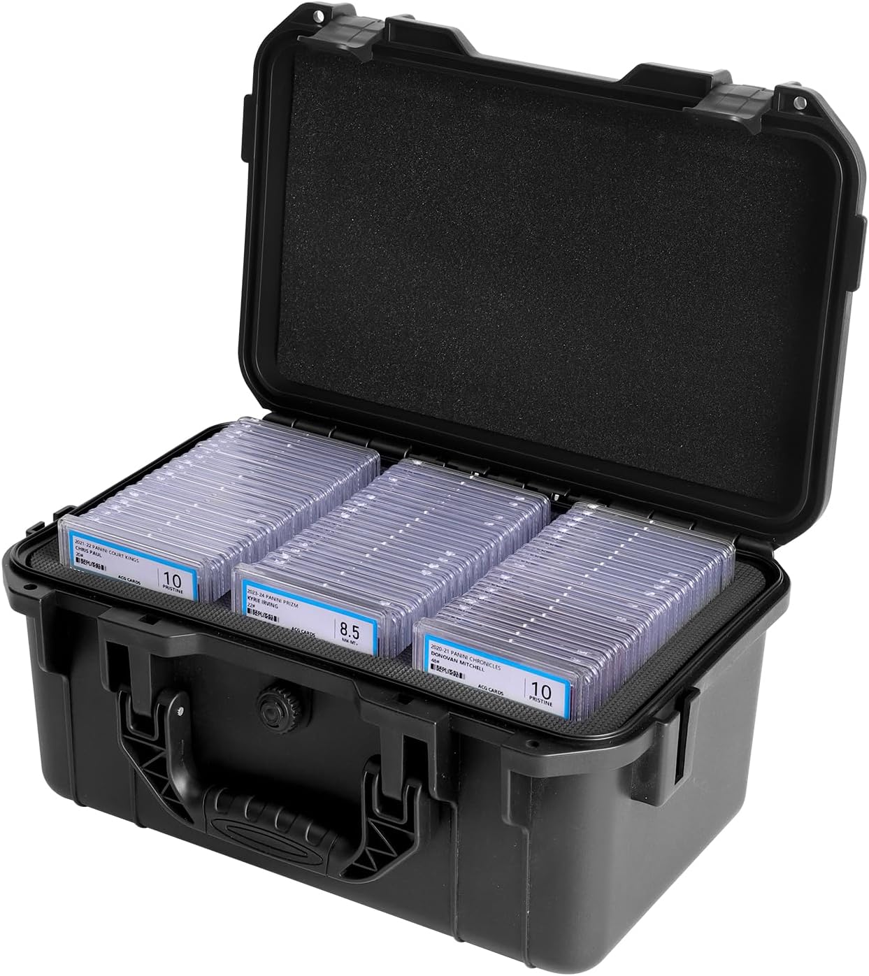 Graded Card Storage Box - Waterproof PSA Slab Case Holds 60 Cards, Fits BGS/CSG/SGC & Toploaders/Magnetic Holders - Sports & Trading Card Organizer (Case Only)