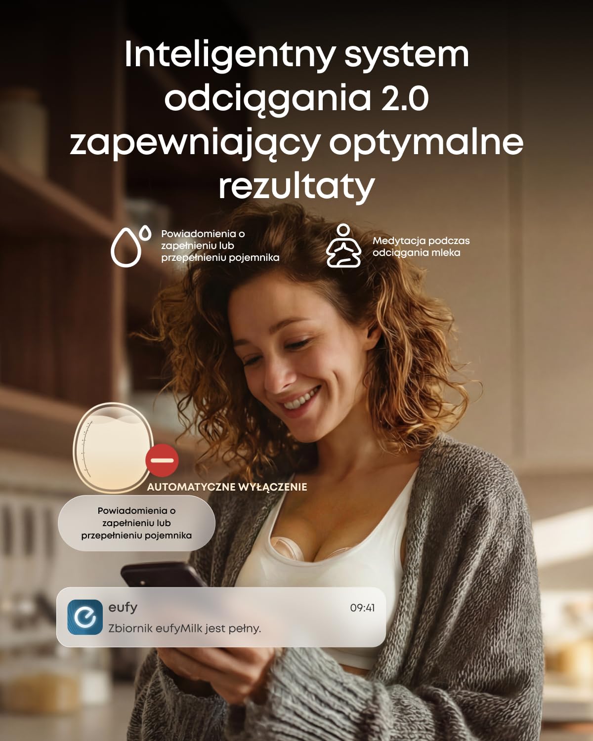 Elektryczny laktator z funkcją ogrzewania i masażu eufy S2 Pro, uszczelniona nasadka, regulacja rytmu, powiadomienia, bezprzewodowe ładowanie, 7 dni pracy, moc ssąca 300 mmHg