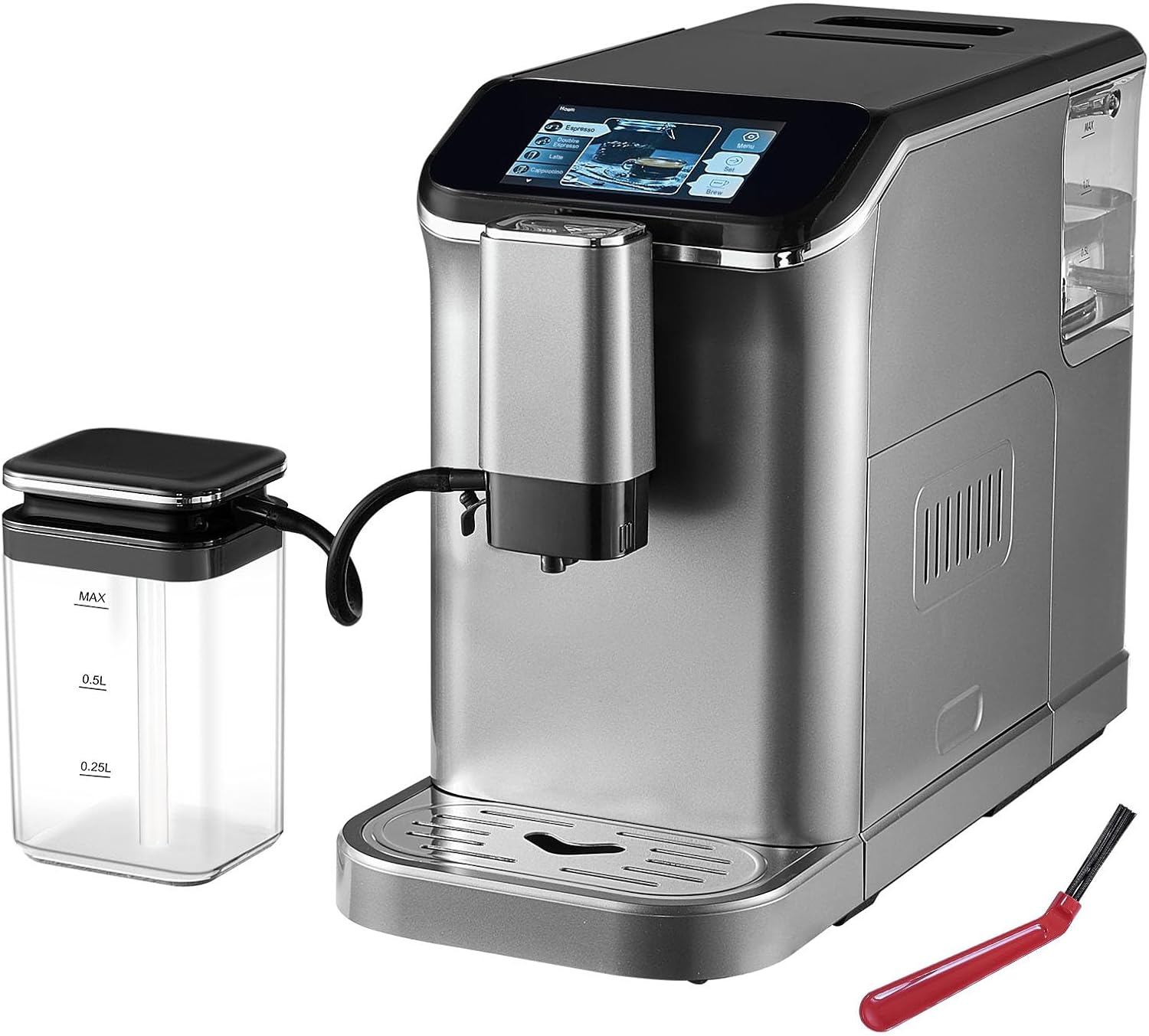 Happybuy Fully Automatic Espresso Machine, Features Automatic Milk Frother, A 20 Bar Super - Automatic Cappuccino & Latte Maker with TFT Touch Screen, 15 - Level Grinder, and Removable Milk Reservoir