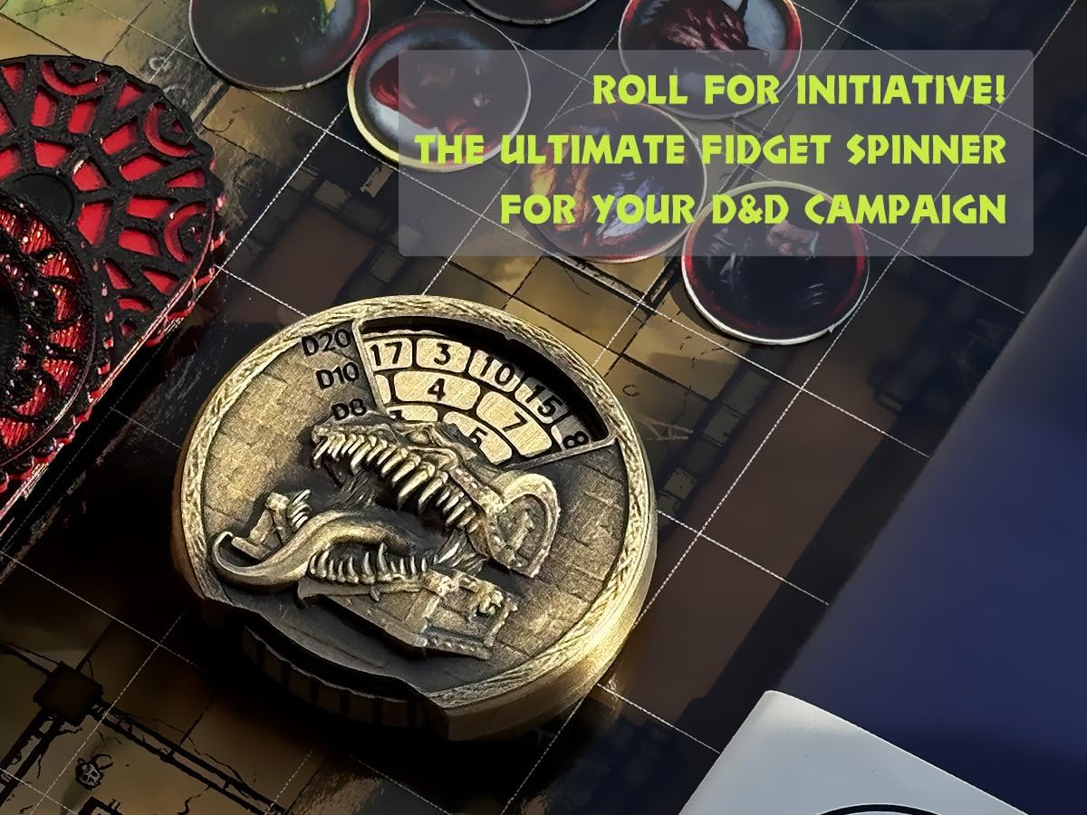 Mazeran DND 7-in-1 Roulette Metal Dice Spinner, Spinning Treasure Chest Dices Roller with Golden Stamped Gift Box & Storagebag for Dungeons Dragon Table Role Playing Game
