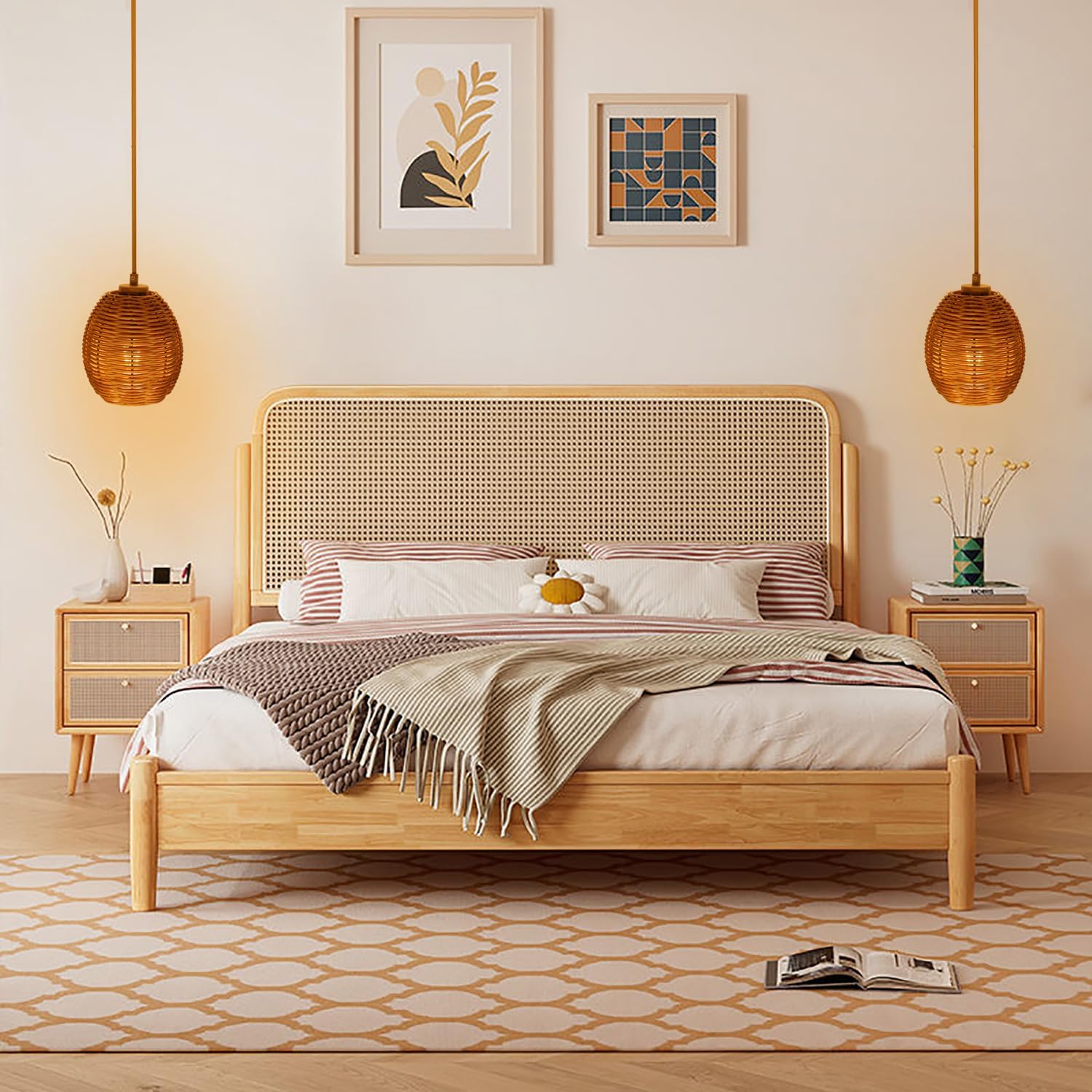 Woven Rattan Small Lampshade Replacement Lamp Shades Rustic Woven-Wicker Shades Set of 4 for Wall Sconces,Floor Lamps, Glass Lamp Shade