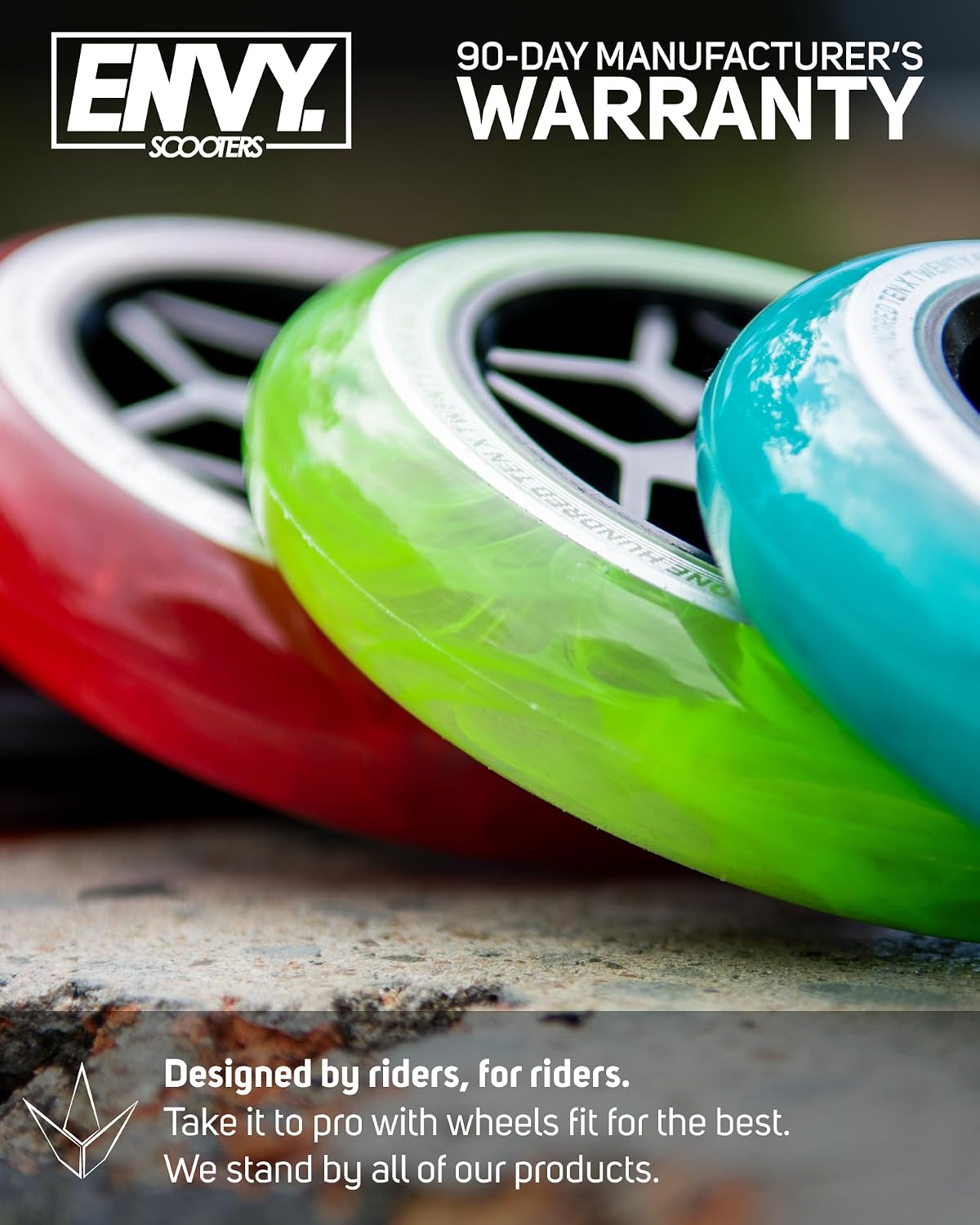 Envy Scooters Diamond Wheel Pair - 110mm x 24mm - Smoke Green