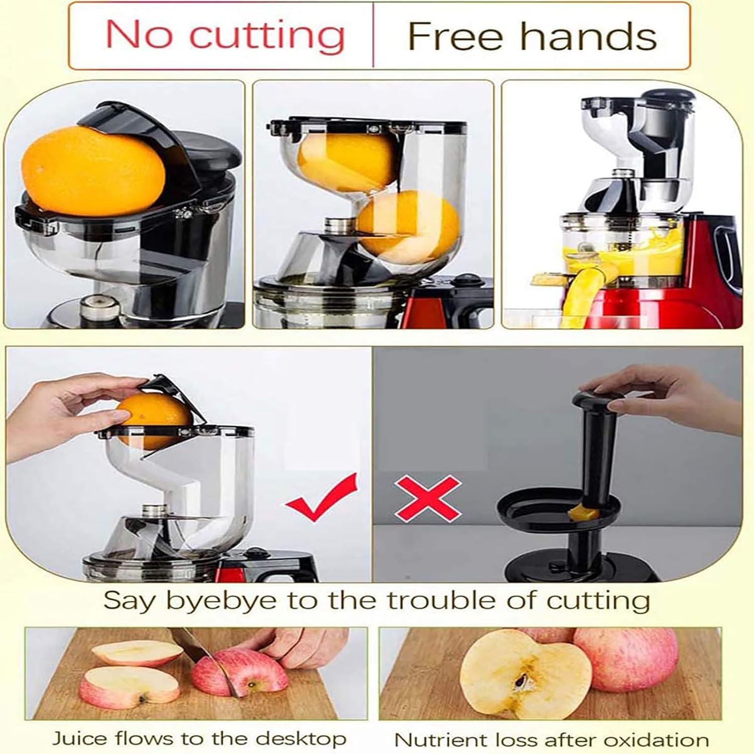 Exprimidor, exprimidor automático de prensado en frío para frutas y verduras enteras, tecnología de extrusión en espiral de baja velocidad de 360 grados para un máximo rendimiento de jugo y