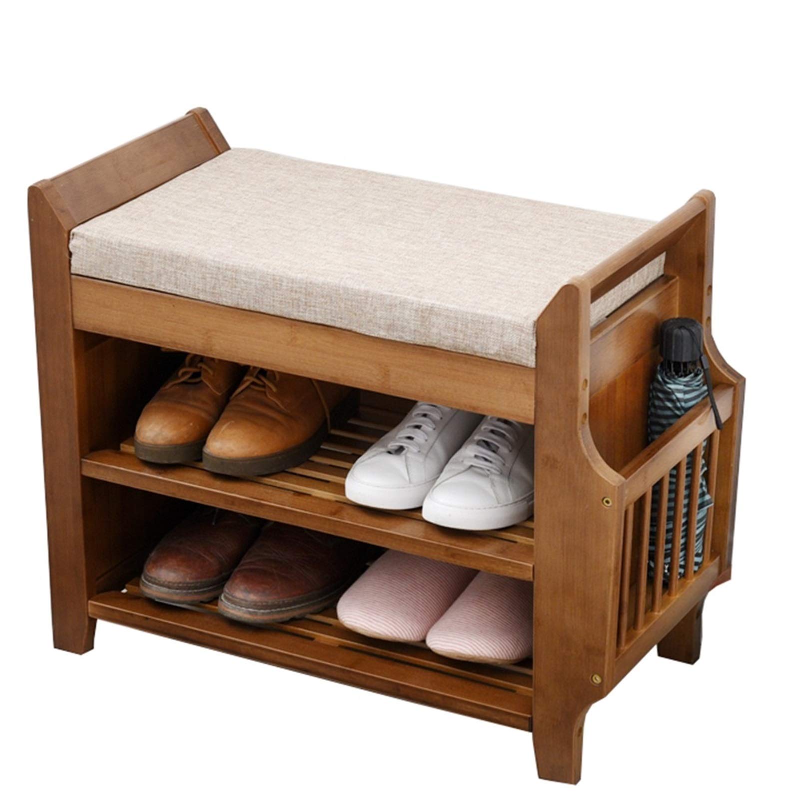 Banc à chaussures en bois assise rembourrée grande capacité de charge