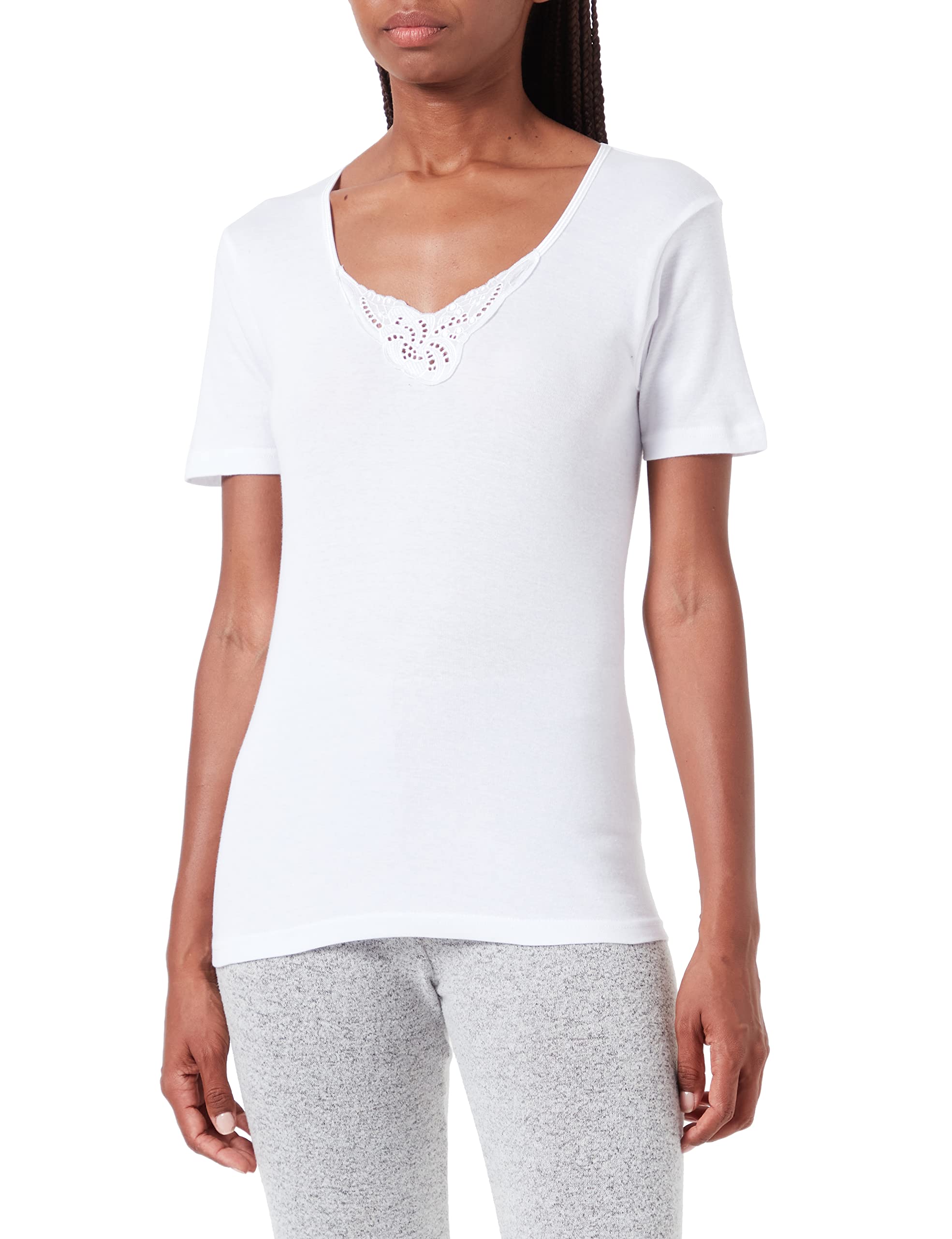 Playtex Camiseta manga corta con detalles en el escote 100% algodón Mujer x1