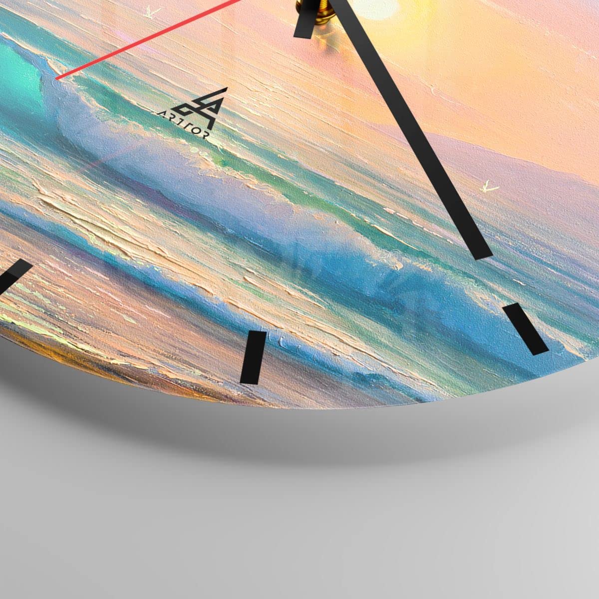 Orologio da Parete in Vetro duna spiaggia mare 40x40cm Piccolo Moderno Orologio da Muro Per Casa Cucina Soggiorno Silenzioso Wall Clock Decorazione Orologio da Appendere - C3AC40x40-3989