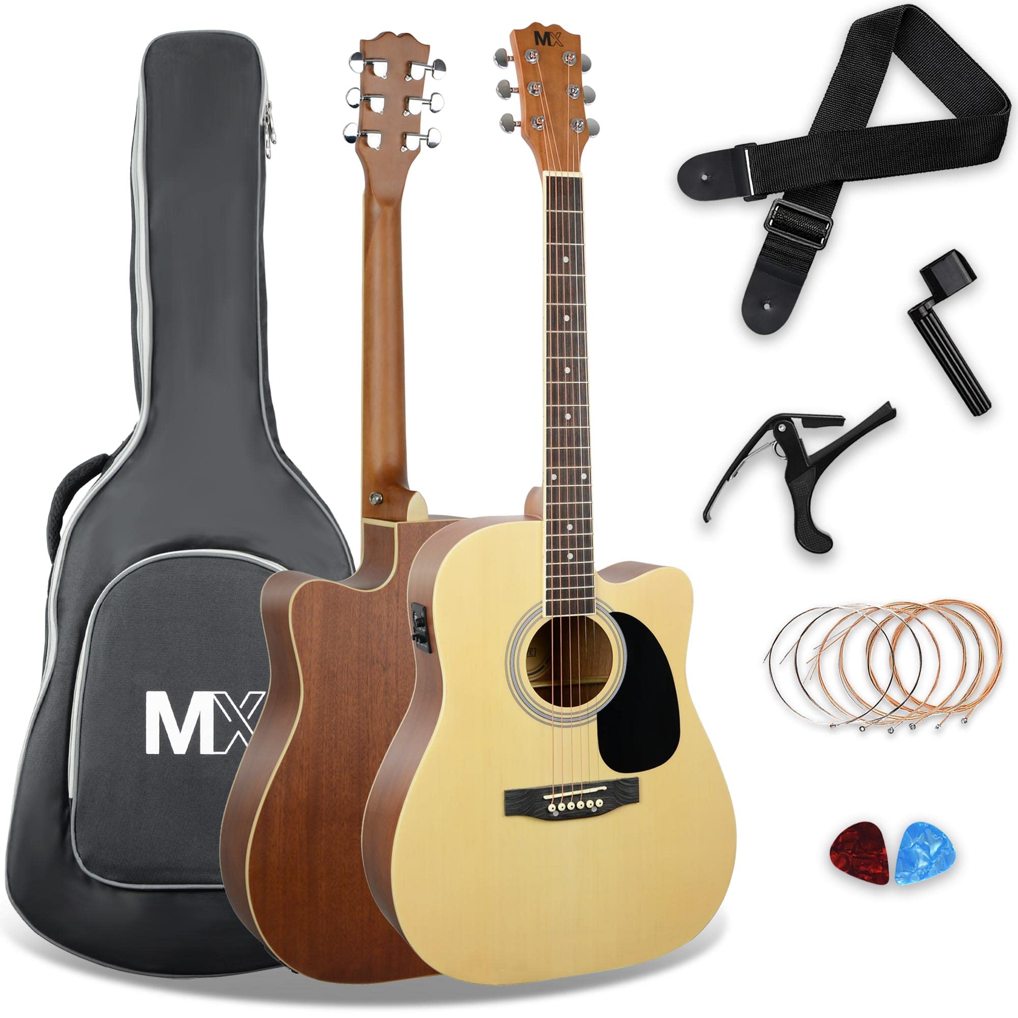 Pacchetto MX per chitarra elettro-acustica serie Performance di dimensioni standard di 3rd Avenue con parte anteriore in abete cutaway naturale