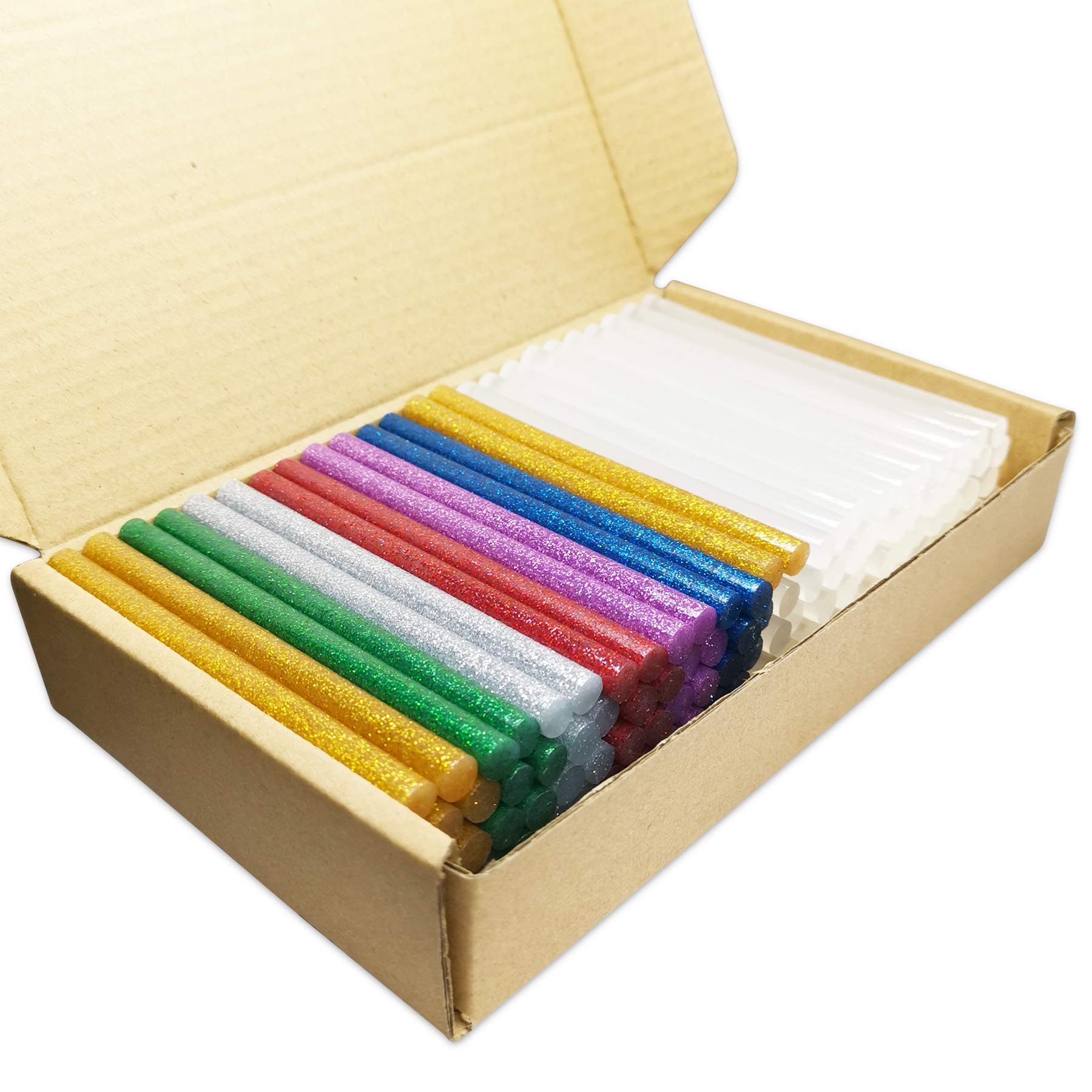 120 Barras de Pegamento Caliente 7x100mm, 60 Transparentes y 60 Brillantes para Pistola de Pegamento Termofusible de 7mm - 7 Colores Populares