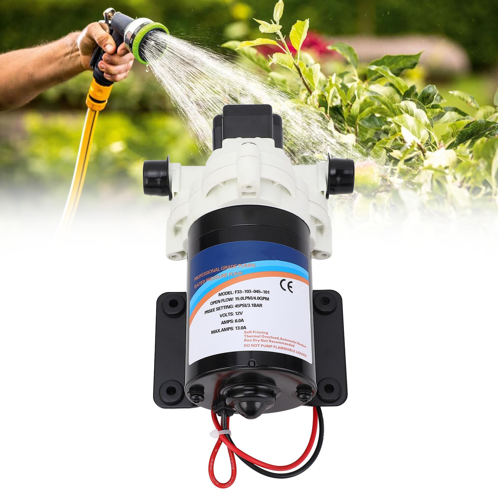 Pompa RV, 12V DC 4.0 GPM 45 PSI Samozasysająca Pompa Membranowa do Przyczepy Kempingowej RV Marine Yacht, Praca Przy Niskim Poziomie Hałasu, Automatyczne Uru
