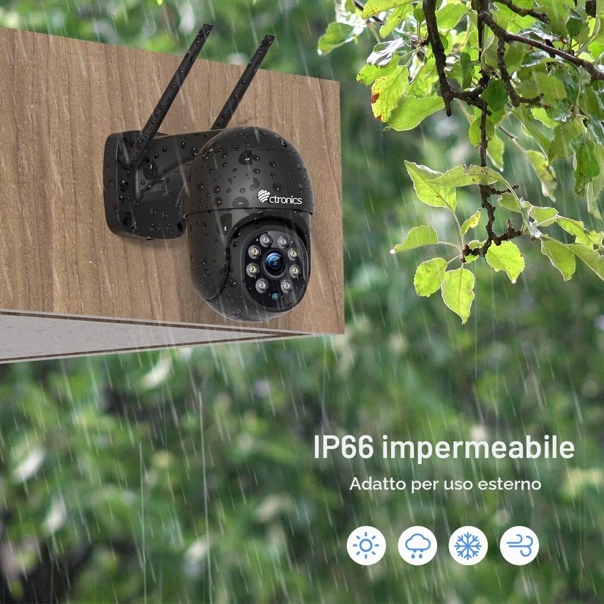 Ctronics Telecamera WiFi Esterno con Visione Notturna a Colori, 2K 3MP PTZ IP Videocamera di Sorveglianza Zoom Digitale con Pan 355° e Tilt 90°, Rilevamento Umano, Auto Tracking, Audio Bidirezionale | Visione Notturna a Colori, Zoom Digitale con Pan 355°