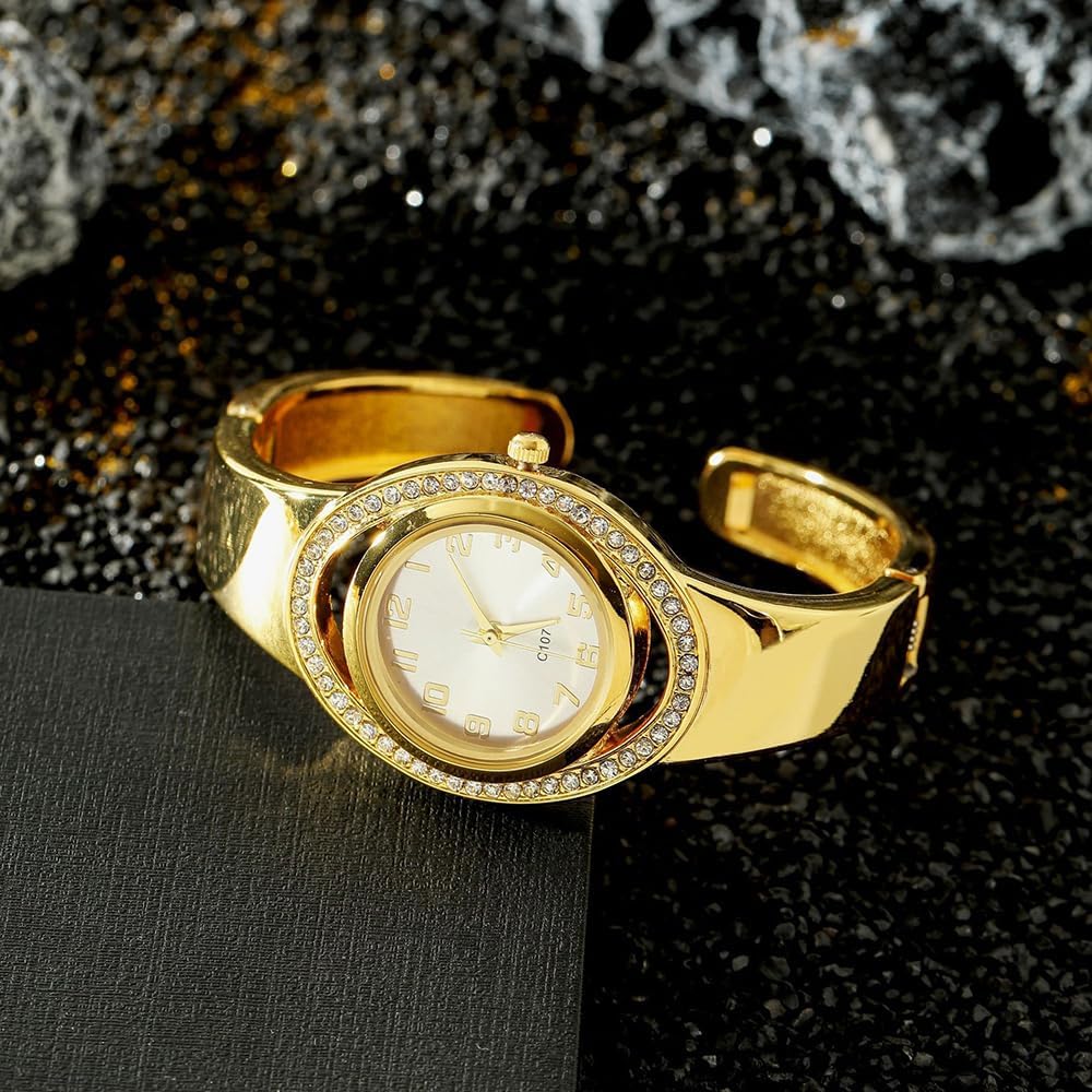 Women‘s Bracelet Watch with Easy Read Arabic Numerals Dial, Stainless Steel Bangle Band, Quartz Dress Watch for Women Available in Rose Gold Silver Gold