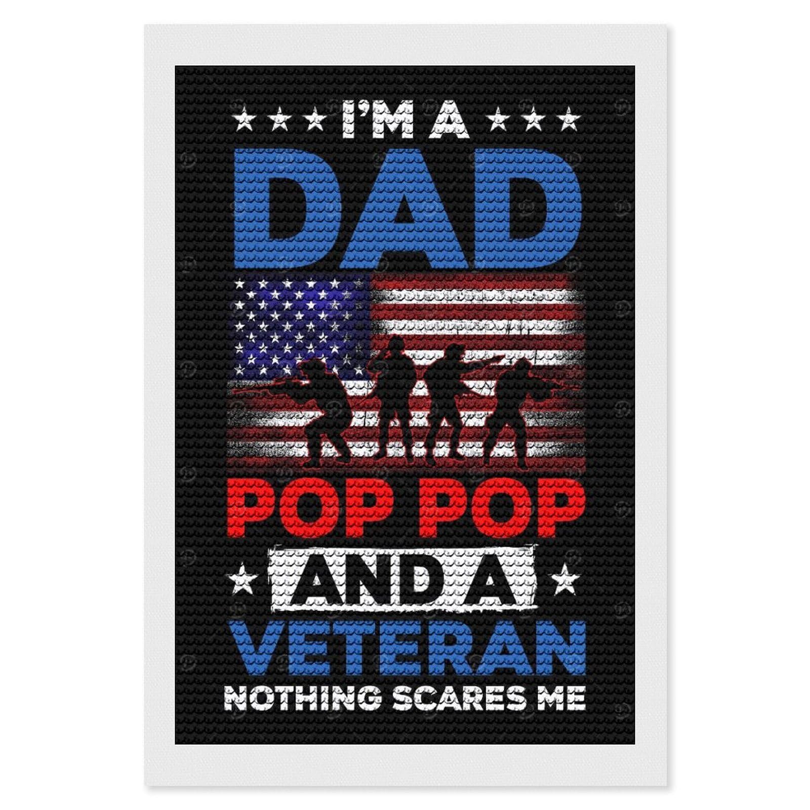 Junmoney Dad Veteran Diamond Painting Canvas Set 8"x12", for Craft Lovers, Decorate Your Room, Festive Craft Gift, Vintage Style Decor