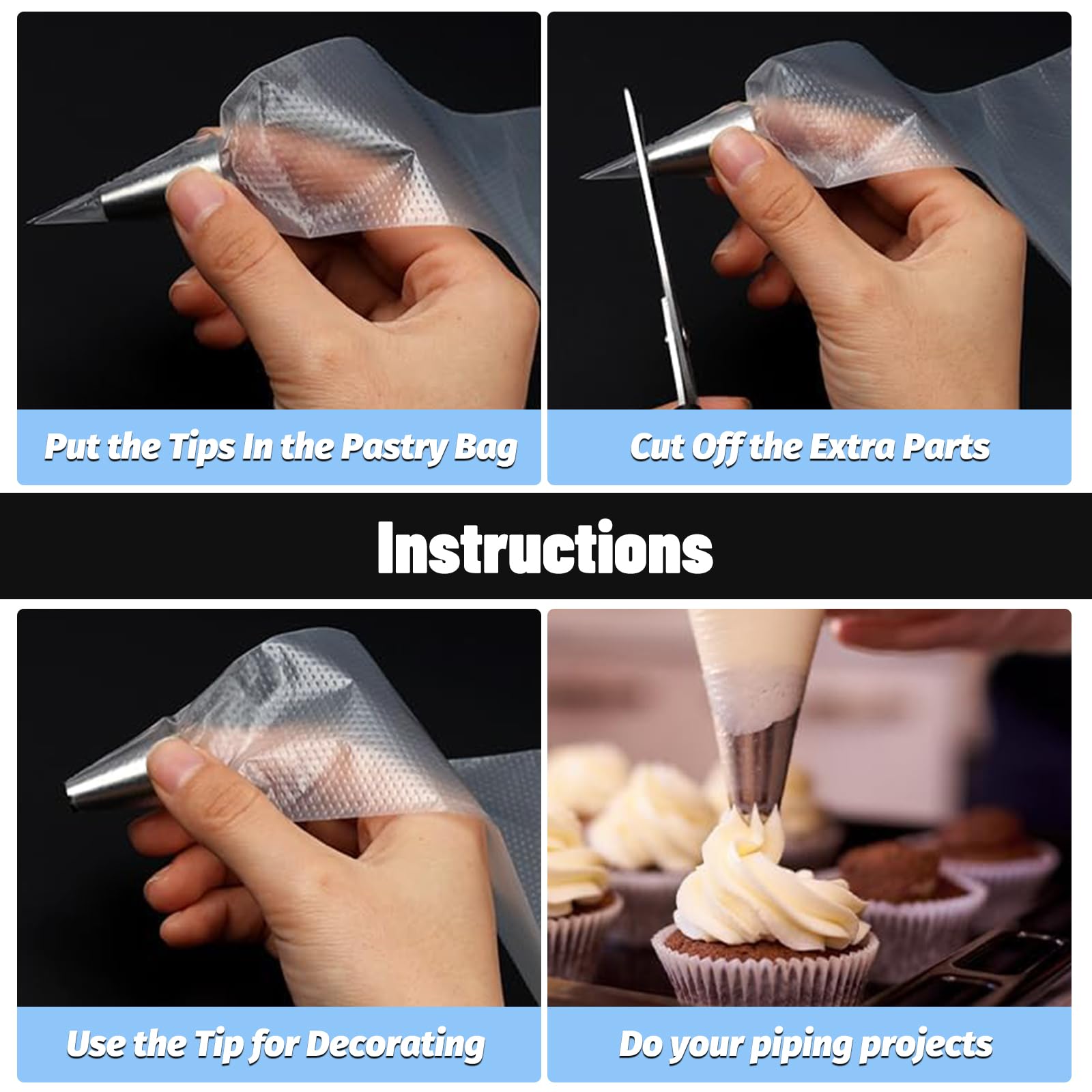 100 Sac à Poche Usa E Getta, 30,5 Cm – Trasparenti, Resistenti E Alimentari Per Decorare Torte, Cupcake E Biscotti - 3