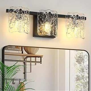 3-Light Bathroom Vanity Light, Black Bathroom Light Fixture Over Mirror ...