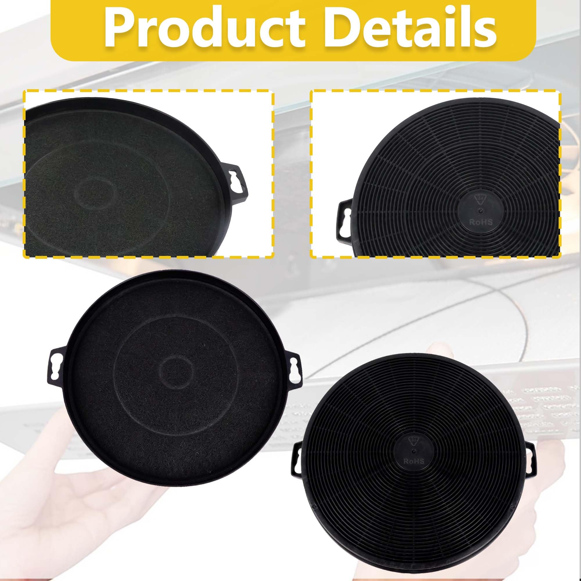 Paquete de 4 filtros de carbón CF1 para campana extractora | Compatible con modelos Zline KB-36 KB-30 KE-30 KE-48 KL2-30 KL3-30 IE77 | Compatible con varios modelos excepto 587 597 9597 Series