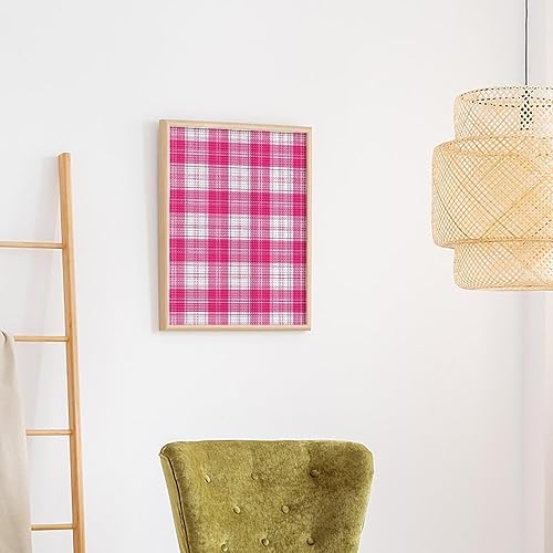 Vista 4 de Pink and White Tartan Plaid Diamond Painting Kits Square Drill Cross Stitch Pictures Wall Art Decor