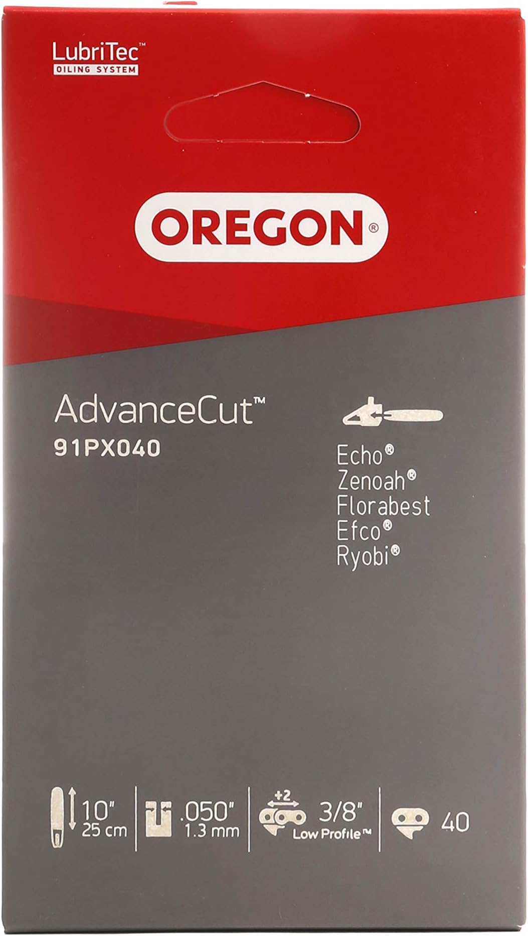 Oregon AdvanceCut™ Saw Chain to fit 10-Inch Bosch, Ryobi, Mitox, Black & Decker, Blaupunkt, Titan Spear & Jackson, Einhell, Mac Allister, Gardenline Pole Saws, 40 Drive Links (91PX040E)