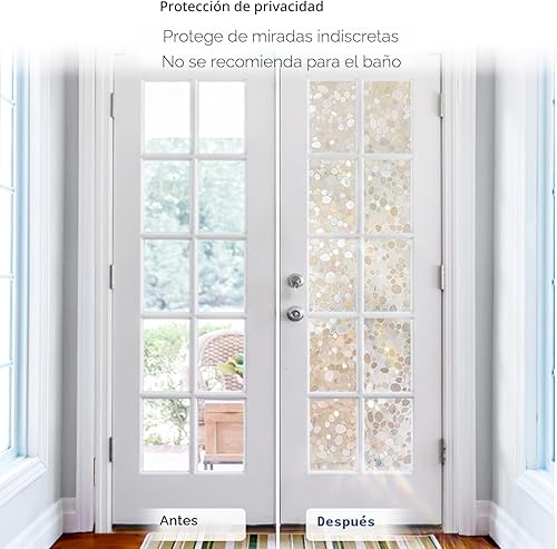 Miniatura 6 de Rabbitgoo, película para ventana decorativa, privacidad. Película estática que se pega al vidrio, película de vidrio, piedritas 3D para el hogar
