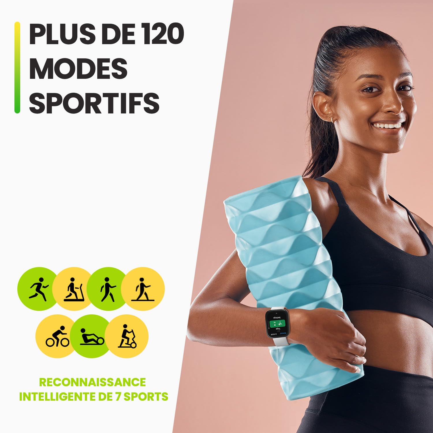 Amazfit Bip 5 Montre Connectée pour Hommes Femmes, 46 mm Grand écran, appels Bluetooth, Alexa, GPS, Batterie 10 Jours, Smartwatch pour Android et iPhone