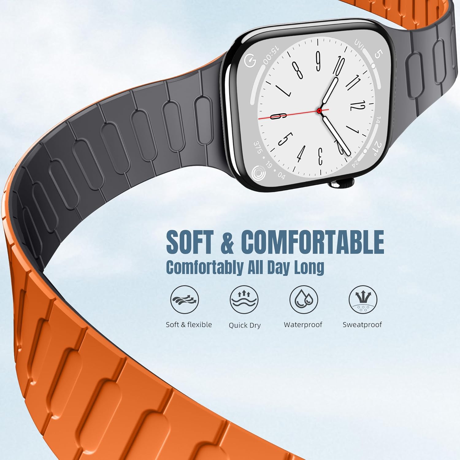 Easuny Magnetic Silicone Band Compatible with Apple Watch Bands for Women 40mm 41mm 42mm 38mm 44mm 45mm 46mm 49mm Men, Sport Waterproof Security Strap for iWatch Series 11 SE 3 2 10 9 8 7 6 5 4 Ultra