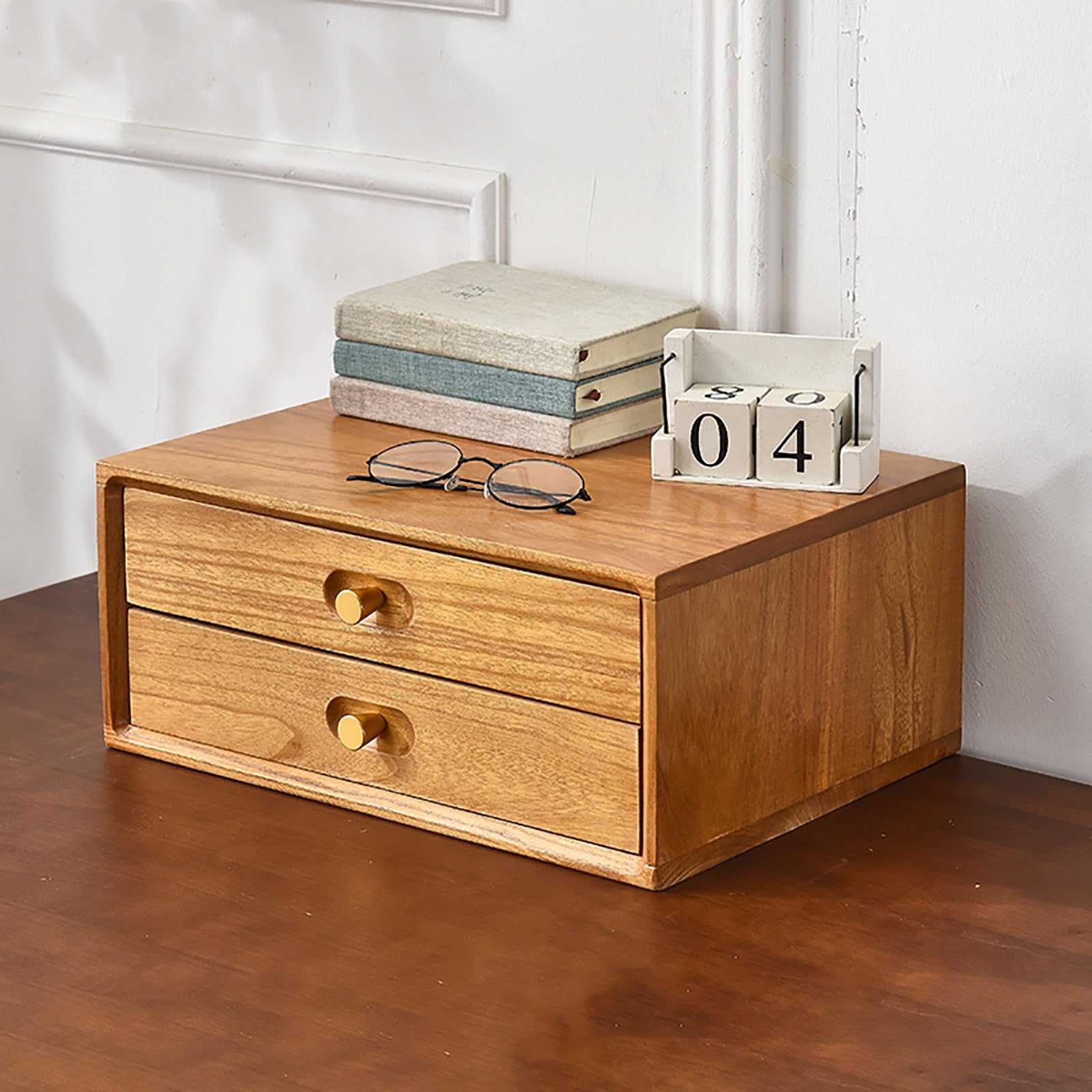 Scatola portaoggetti da scrivania in legno multistrato con cassetto per ufficio con forte capacità, perfetta per riporre documenti e accessori