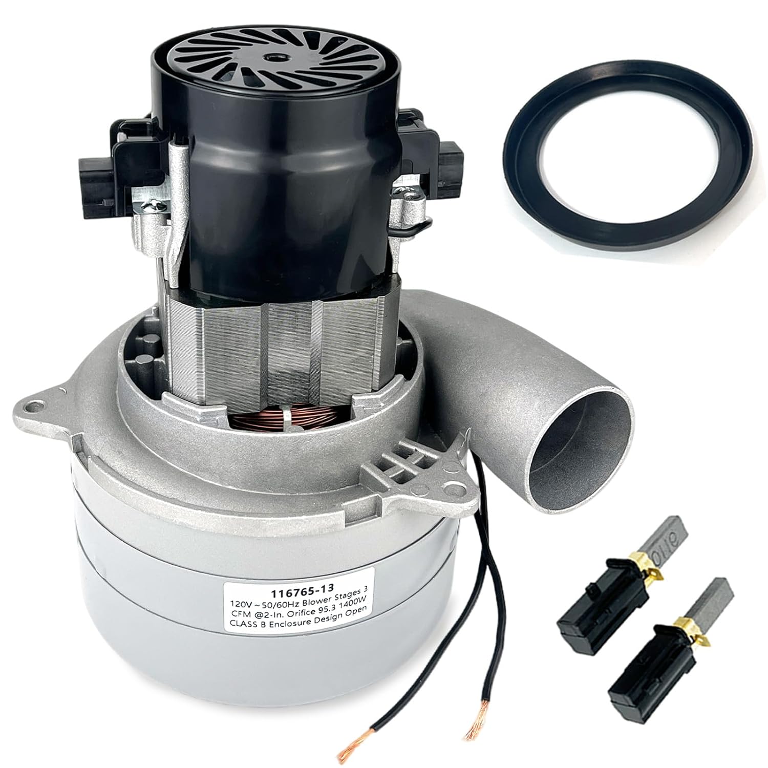 Upgraded 116765-13, 116765-00 Central Vacuum Motor, Tangential Bypass,3 Stage / 1400W / 120V / 5.7 Inch,Includes Motor Gasket/2 Additional Pair,Compatible with Central Vacuum