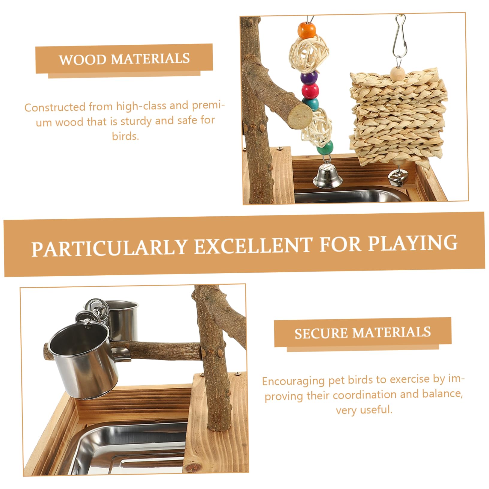 DOITOOL Juguetes para Pájaros Perchas de Madera para Jaulas Soporte de Escritorio para Pájaros Suministros para Periquitos