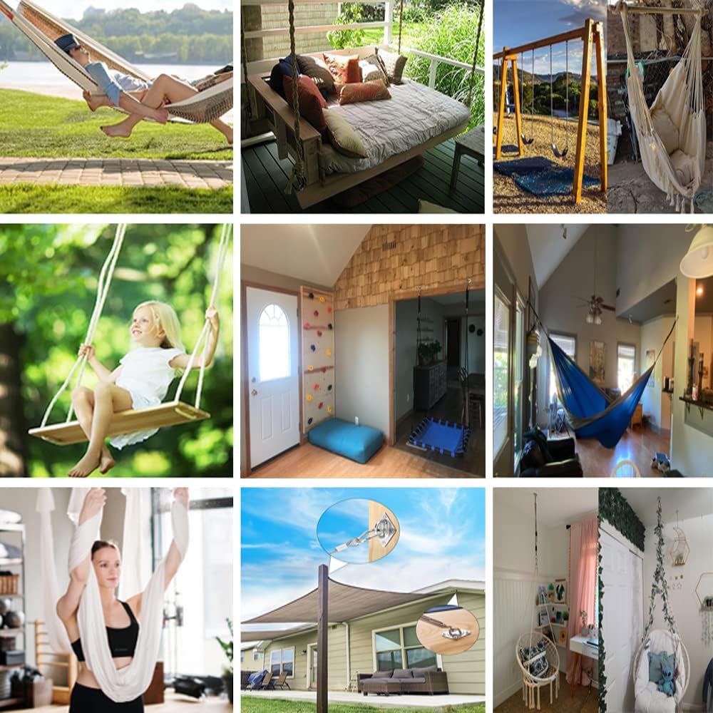 TooTaci Hammock Hook Heavy Duty, 1100lb Capacity Hammock Hanging Kit, 304 Stainless Steel Ceiling Hook with O Ring, Bolt Screws, for Indoor Outdoor Hammocks Wall Mount Kit, Swing Chair Hanging - Image 5