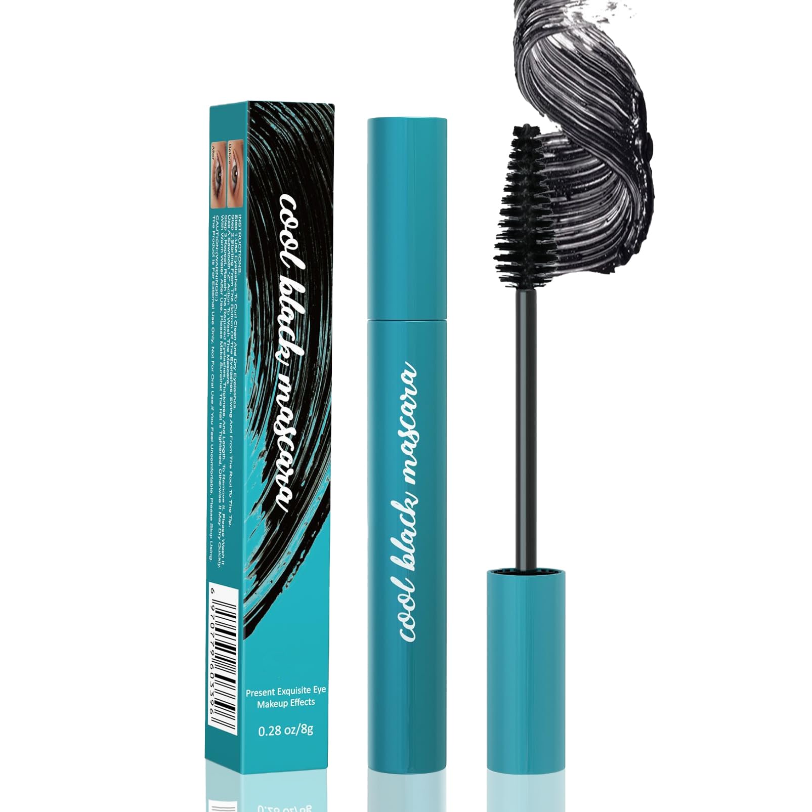 – Mascara Black, Liquid Lash Extensions Mascara, Waterproof & Smudge-Proof Thickening & Curling Lashes, No Clumping, Long-Lasting Volumizing Tubing Mas cara, Natural Hypoallergenic Mas-cara