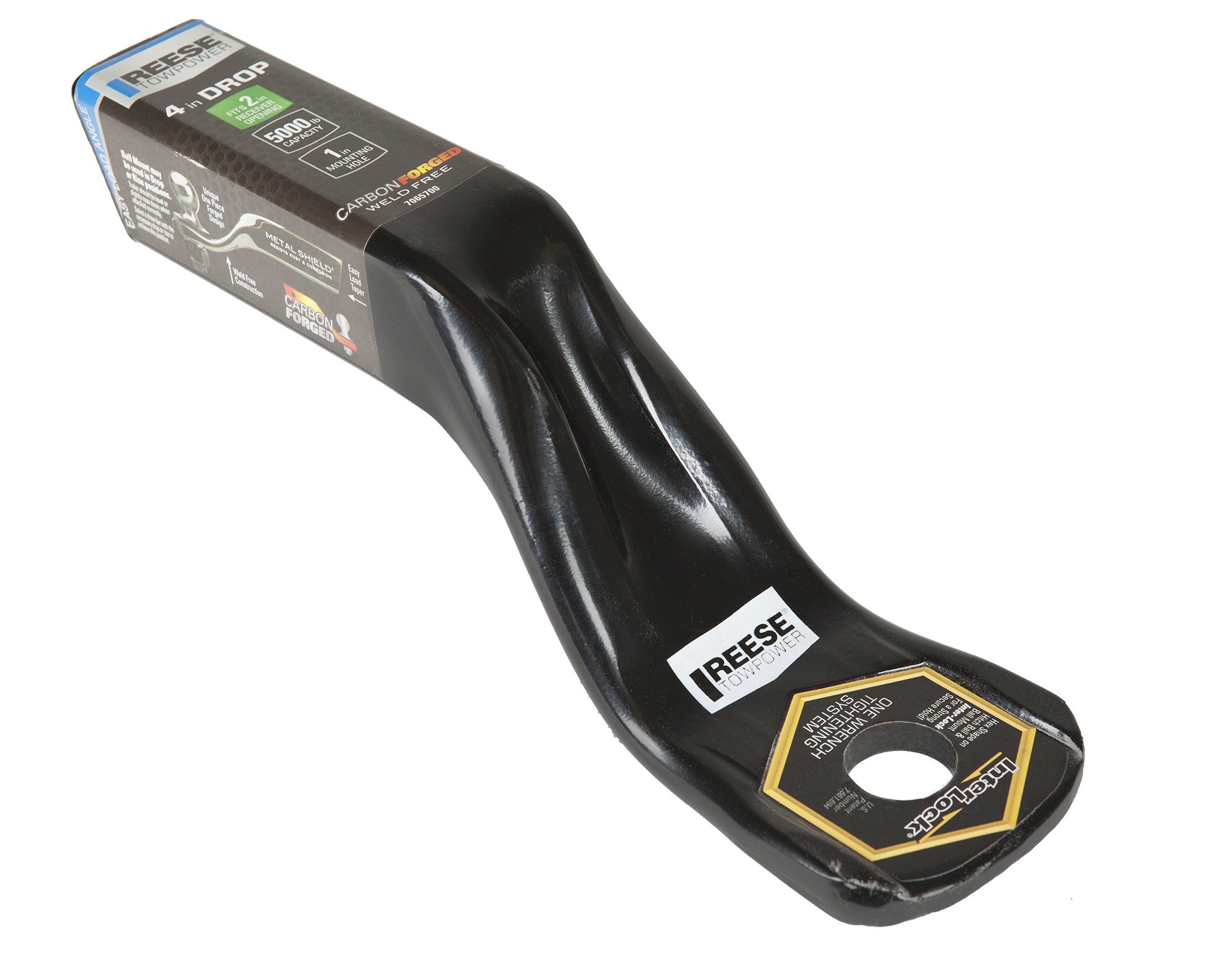 Reese Towpower 7065700 Carbon Forged 4" Drop Black Interlock Ball Mount