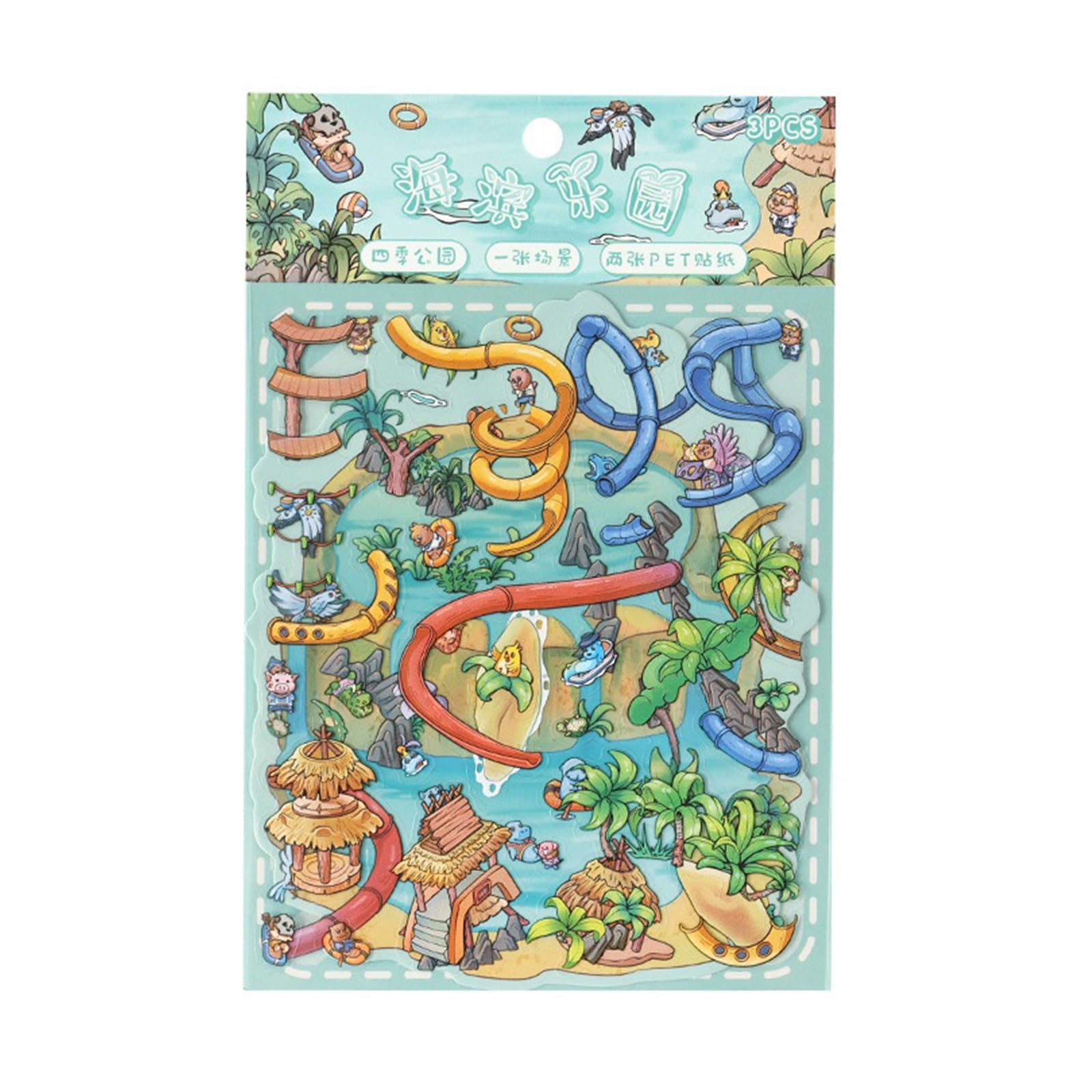 Four Season Landscape Decorative Sticker Textured Art for Scrapbooking Childrens Actively PET Matter Seasonal Sticker