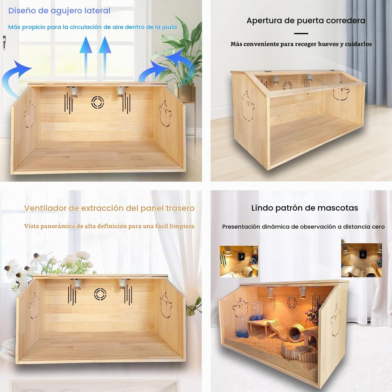 Jaula Para Hámster Y área De Juegos Para Hábitat Con Parte Superior Que Se Puede Abrir Jaula Para Hámster Y área De Juegos Para Hábitat Para Conejos, Cobayas Y Pollos Rutin Jaula Gran(Size:80x40x40cm)