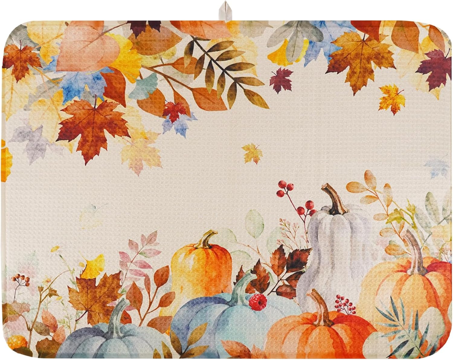 Fall Dish Drying Mat, Ultra Absorbent Fall Drying Mat for Kitchen Counter, Coffee Maker, 18 x 24 Inch