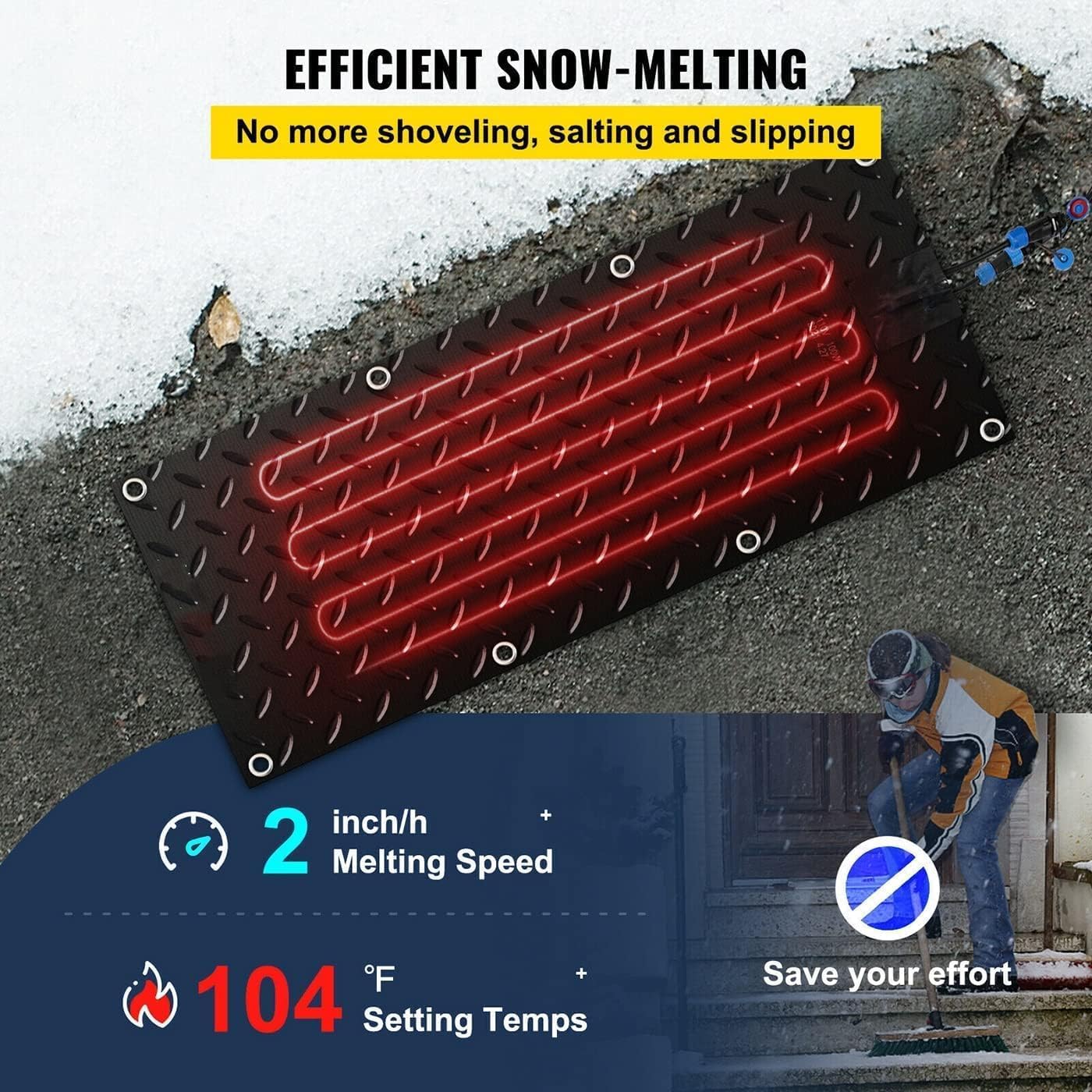 Heated Snow Melting Mats for Entrances-3/4 Pcs,Heated Snow Melting Mats for Stairs,Heated Outdoor Mats,Now Winter Removal,No-Slip Stair Heating with Timer,Heating Entrance Mats ( Color : 3 Pcs , Size