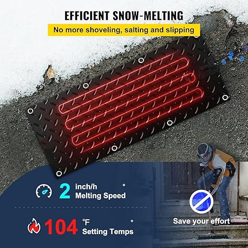 Miniatura 2 de Alfombrillas térmicas para derretir la nieve para entradas, 34 piezas, alfombrillas térmicas para derretir la nieve para escaleras, tapetes térmicos