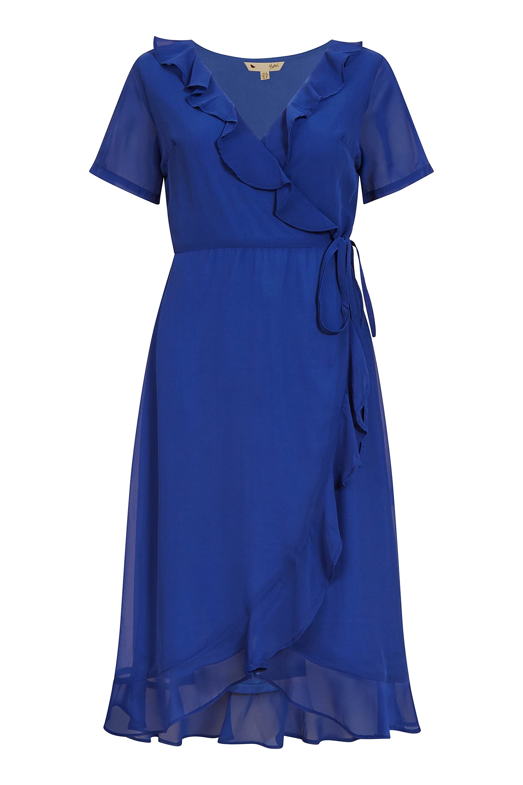 Yumi Women's Green Frill Wrap Dress - Blue - 10 (S)