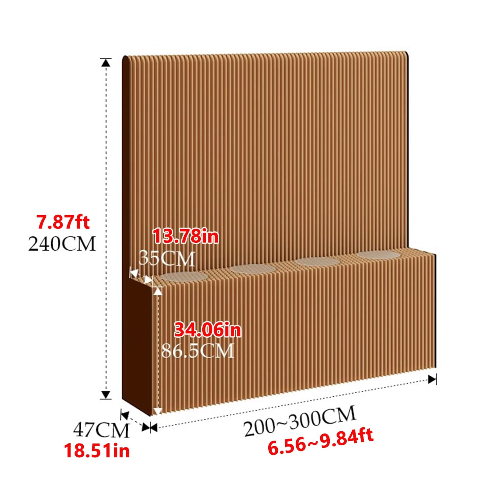 Divisori per ambienti, Divisorio for ambienti, divisorio pieghevole in carta(Brown,7.87x9.84ft)