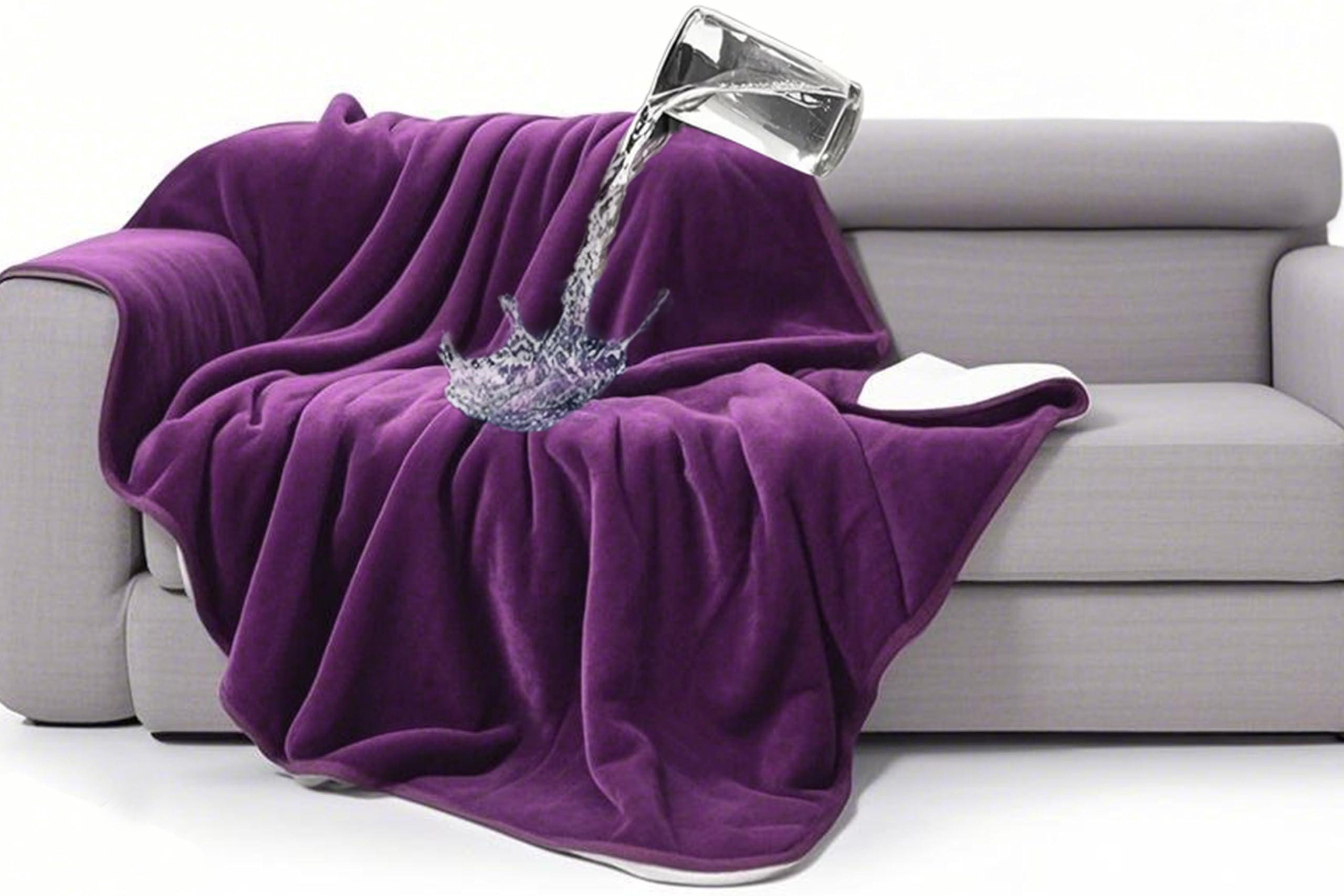 gogobunny Waterproof Bed Blanket, Reversible Sherpa Fleece Throw Blanket for Dog Puppy Cat, Furniture Cover Protects Bed Couch Sofa from Liquid Pee and Pet Fur (Dark Purple, 50x60 inches)