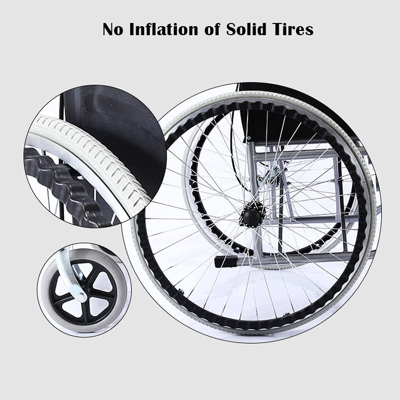 silla de ruedas ﻿ Silla de transporte plegable de acero al carbono, silla de ruedas de viaje con brazos extraíbles y ascensos en las piernas de elevación Silla de ruedas deportiva for 18 '' asiento, 2
