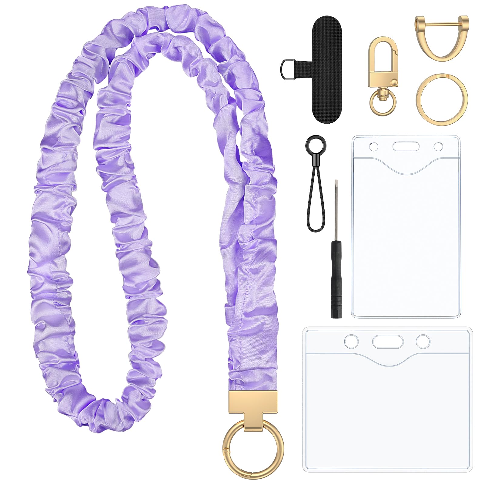 Uniclife Scrunchie Lanyard, Stretchy Lanyards for Teachers & Women, Purple Keychain Lanyard