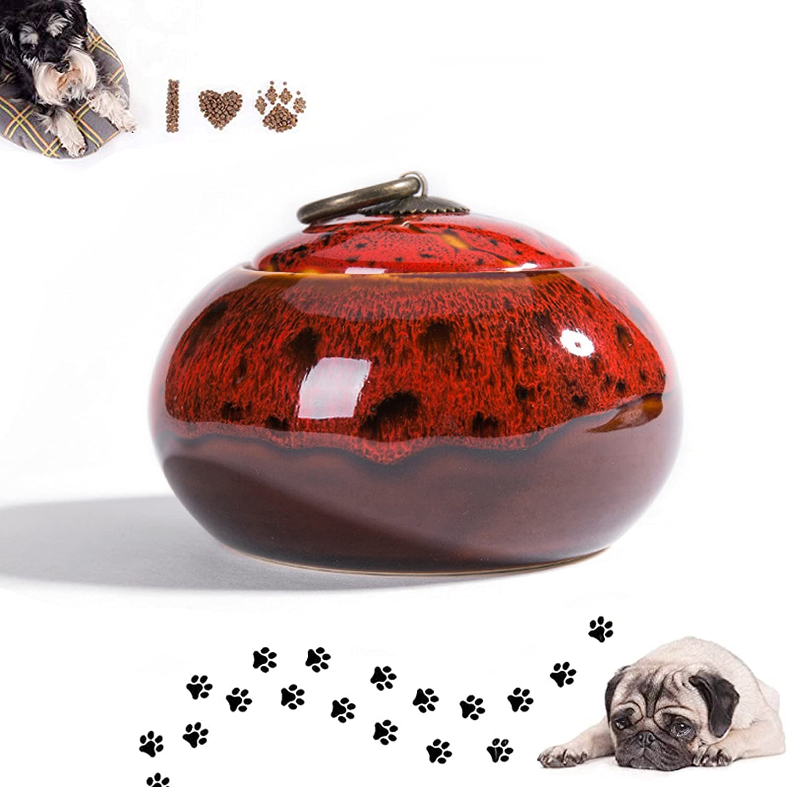 Handmade Ceramic Pet Urns for Small Dogs, Cats,Rabbits, Small Animals, Memorial Cremation Ash Funeral Burial Urn Keepsake, Forever Memory Box Memorial
