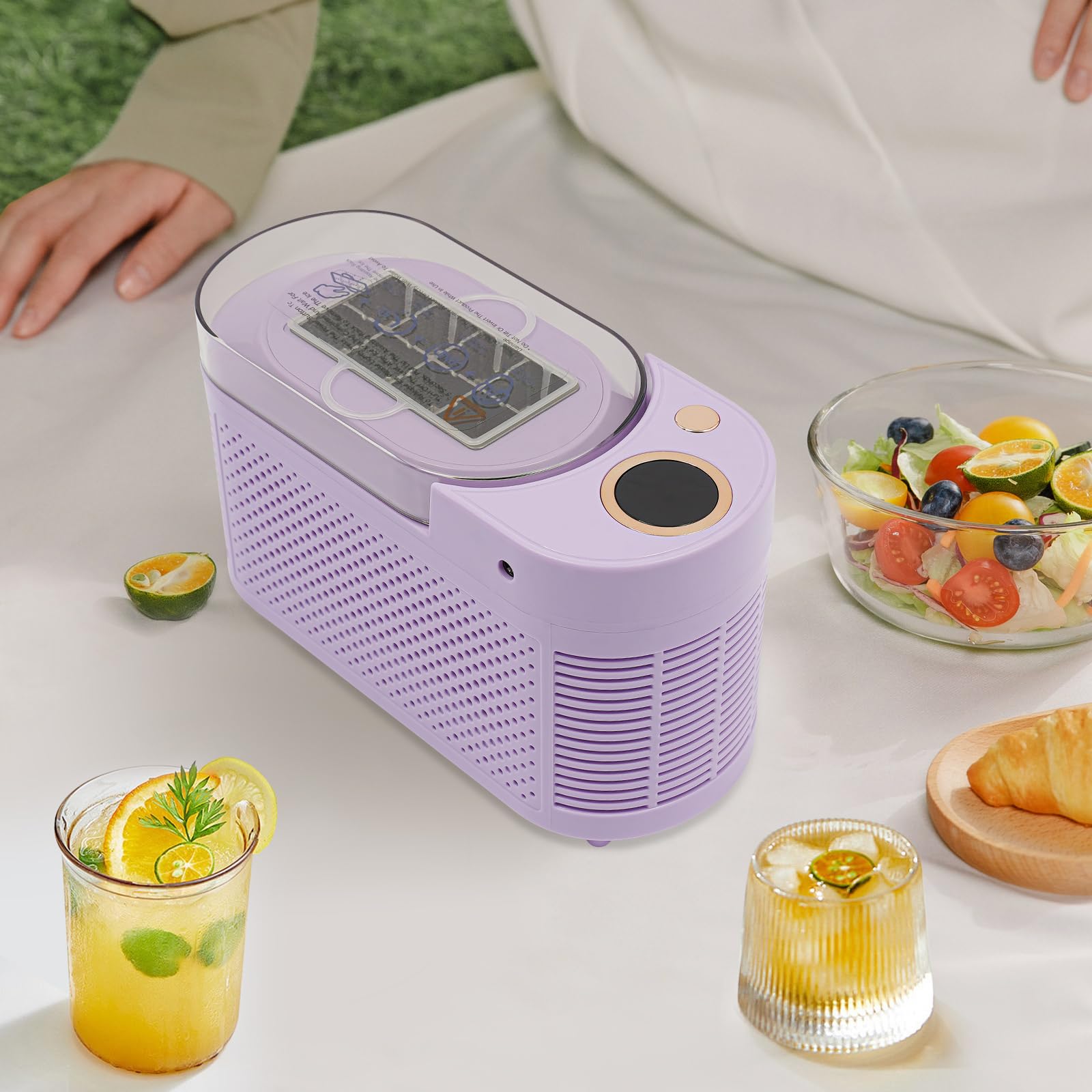 Máquina para hacer cubitos de hielo, 12 V, minimáquina de hielo para encimera, compacta para casa/coche/viajes (morado)