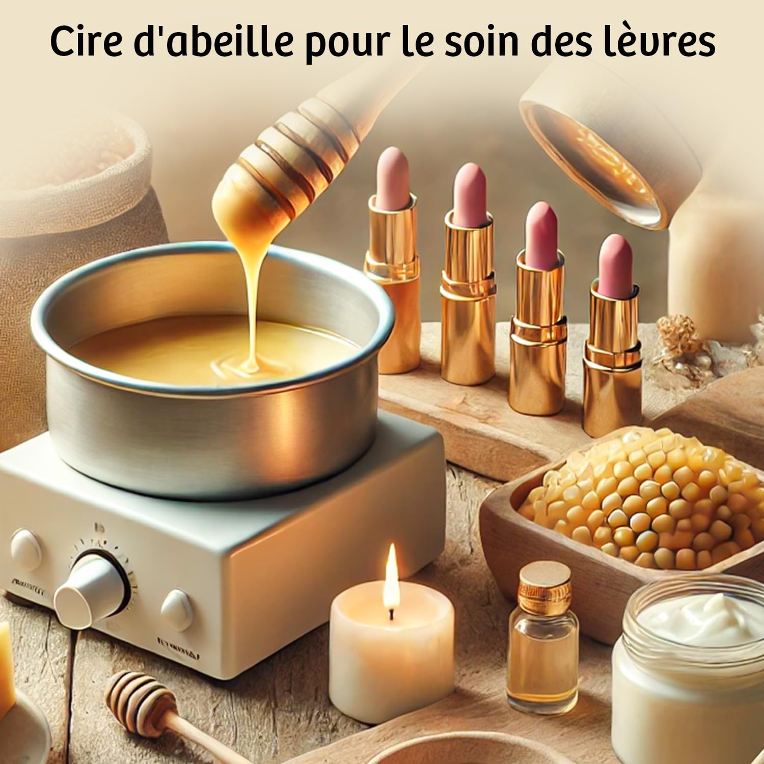 Cire d'abeille jaune 2.2KG - Pastilles de cire d'abeille naturelle pour la fabrication de bougies et projets DIY. Idéale pour des projets de bougies artisanales