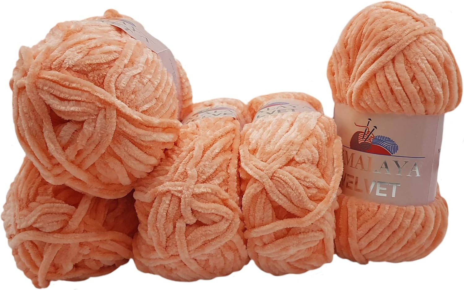 5 x 100 g Himalaya Velvet Micro Polyester Knitting Wool, Baby Wool, Velvety 500 g Wool (Salmon 90023)