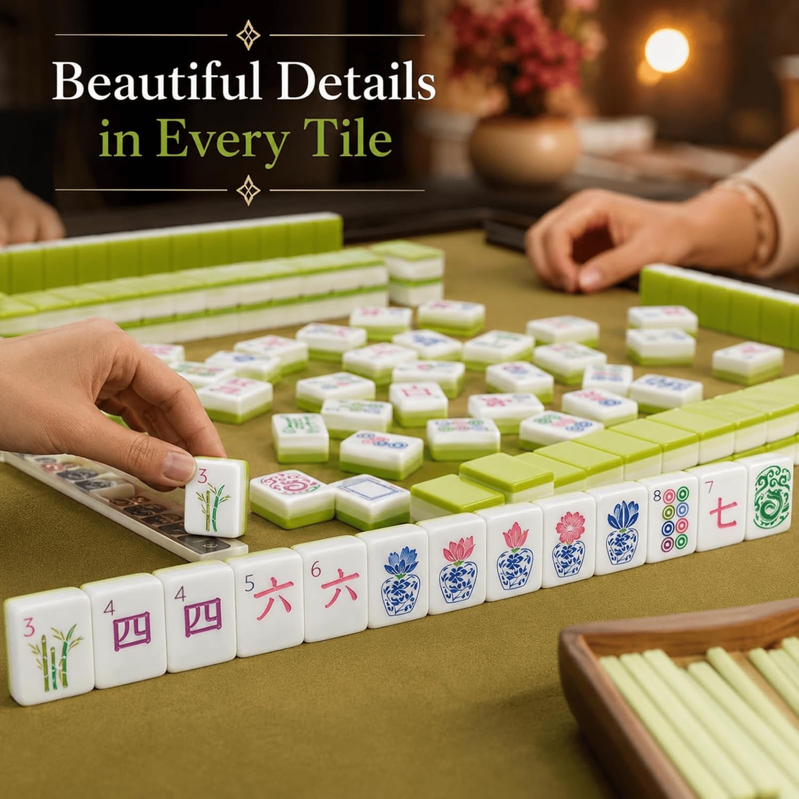Set di mahjong in stile americano da 160 pezzi Greencolorblocking