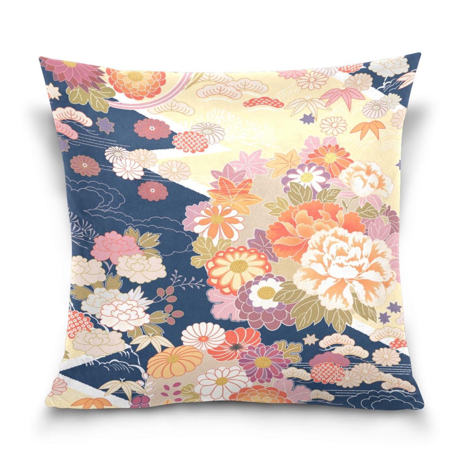 Japanese Floral Cushion Cover, 45cm