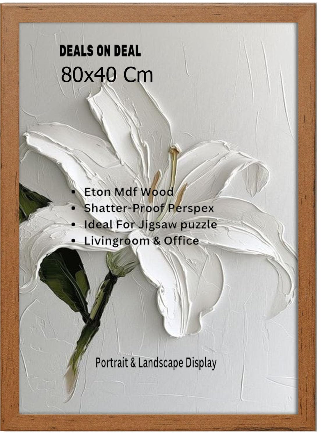 DEALS ON DEAL Modern Flat Profile Walnut 80x40 cm Handcrafted Shatter-Proof Perspex Eton Wooden for Gallery Jigsaw Puzzle Poster Frames Vertical & Horizontal