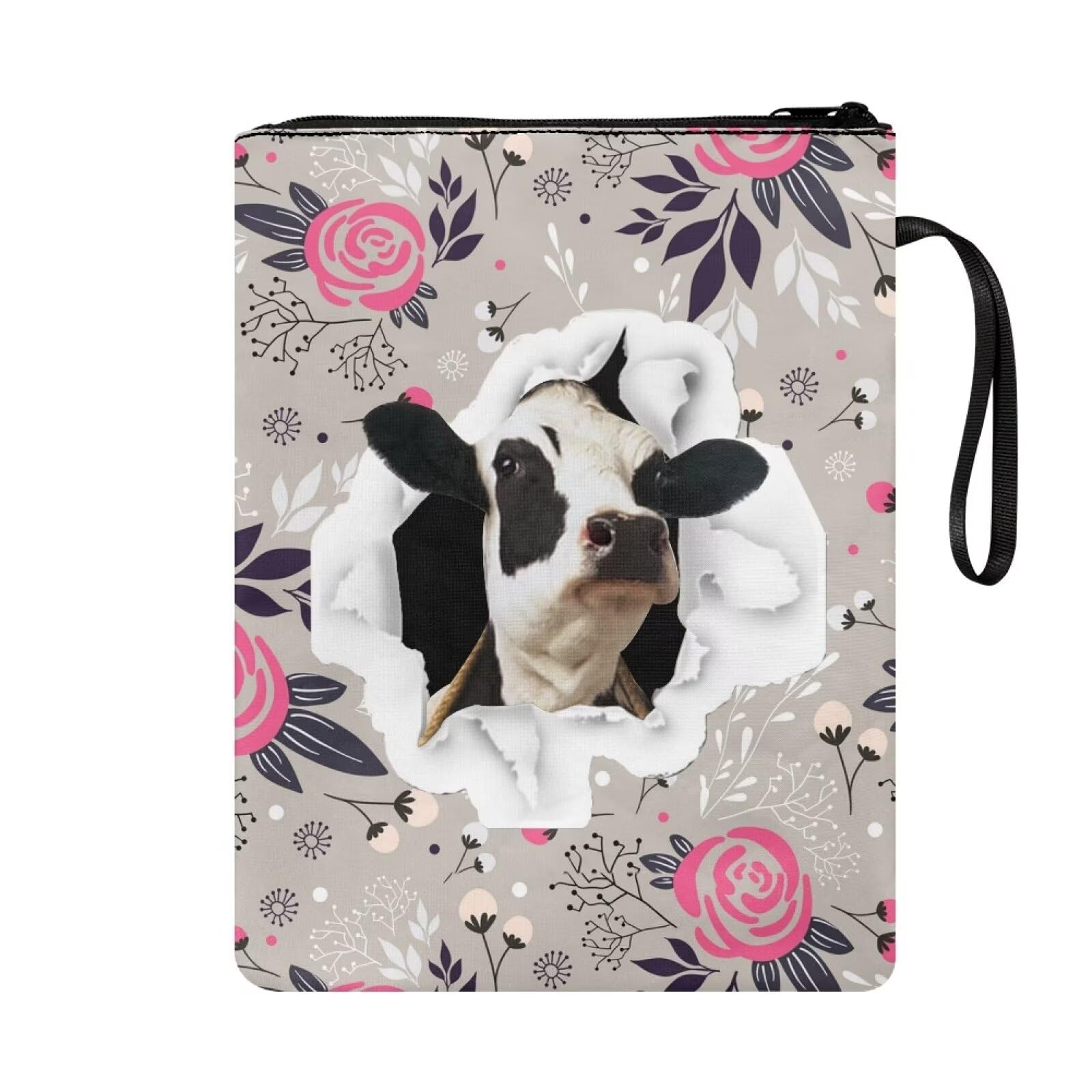 Custodia Per Libri Poceacles Con Cerniera - Motivo Floreale Volpe, Lavabile, 22x29cm - Foto 3