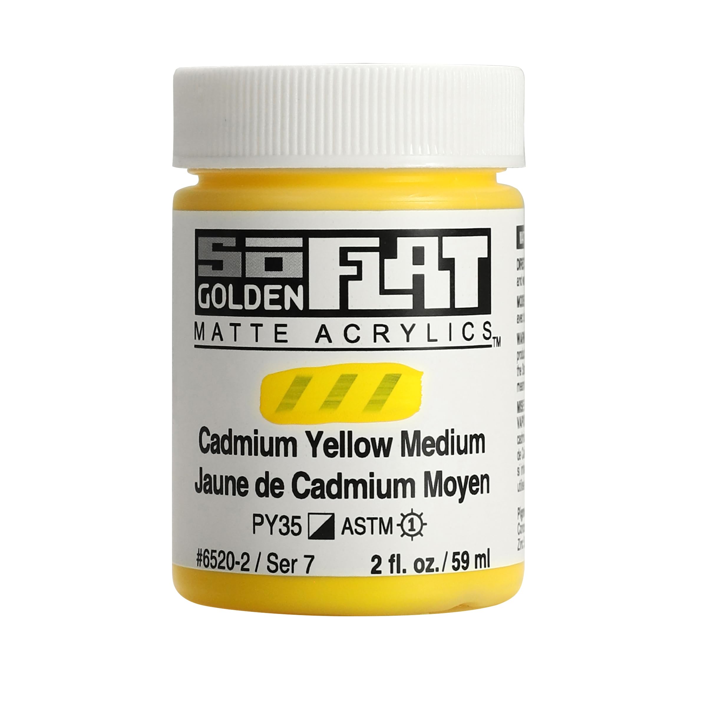 Golden SoFlat Matte Acrylic, 2 oz. Jar, Cadmium Yellow Medium